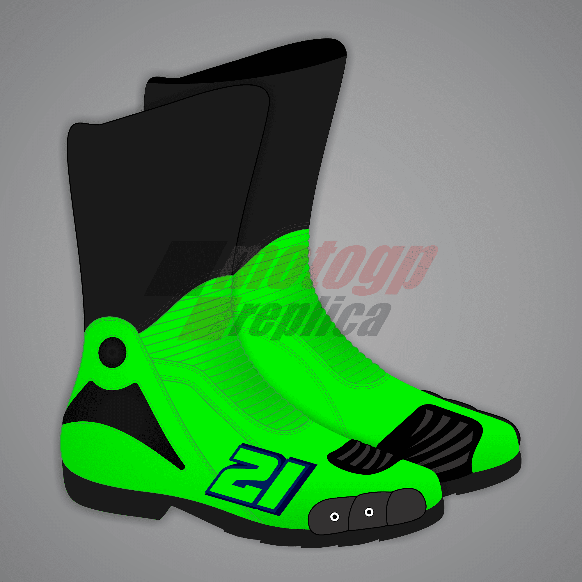 Franco Morbidelli Neon Green Motorcycle Boots WT 2024