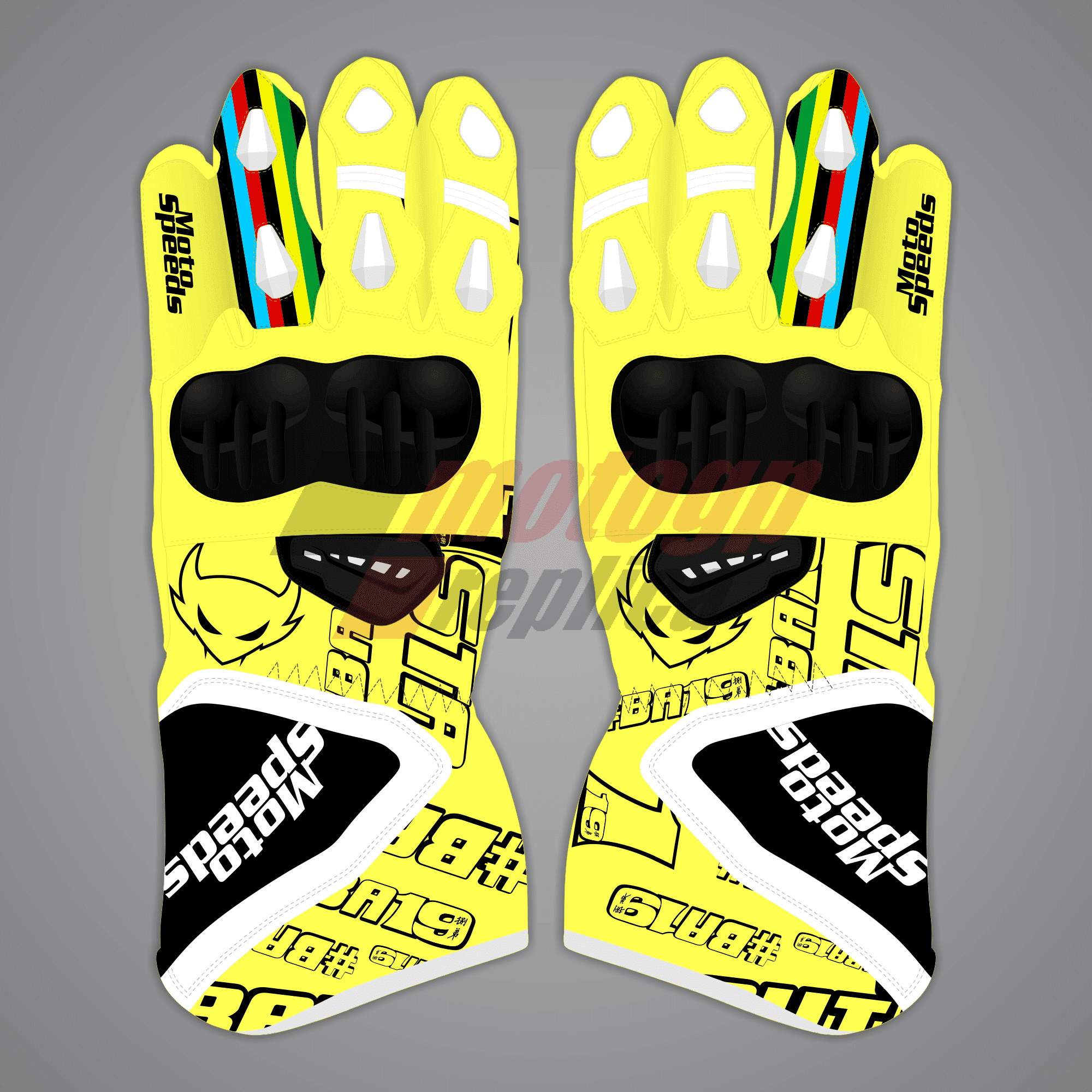 Alvaro Bautista Neon Yellow Motorcycle Gloves SBK 2023