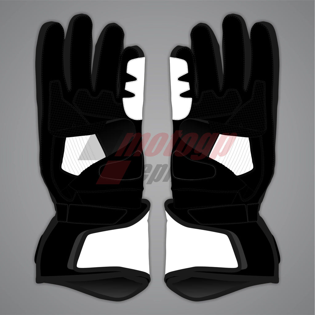 Black and white motorcycle gloves