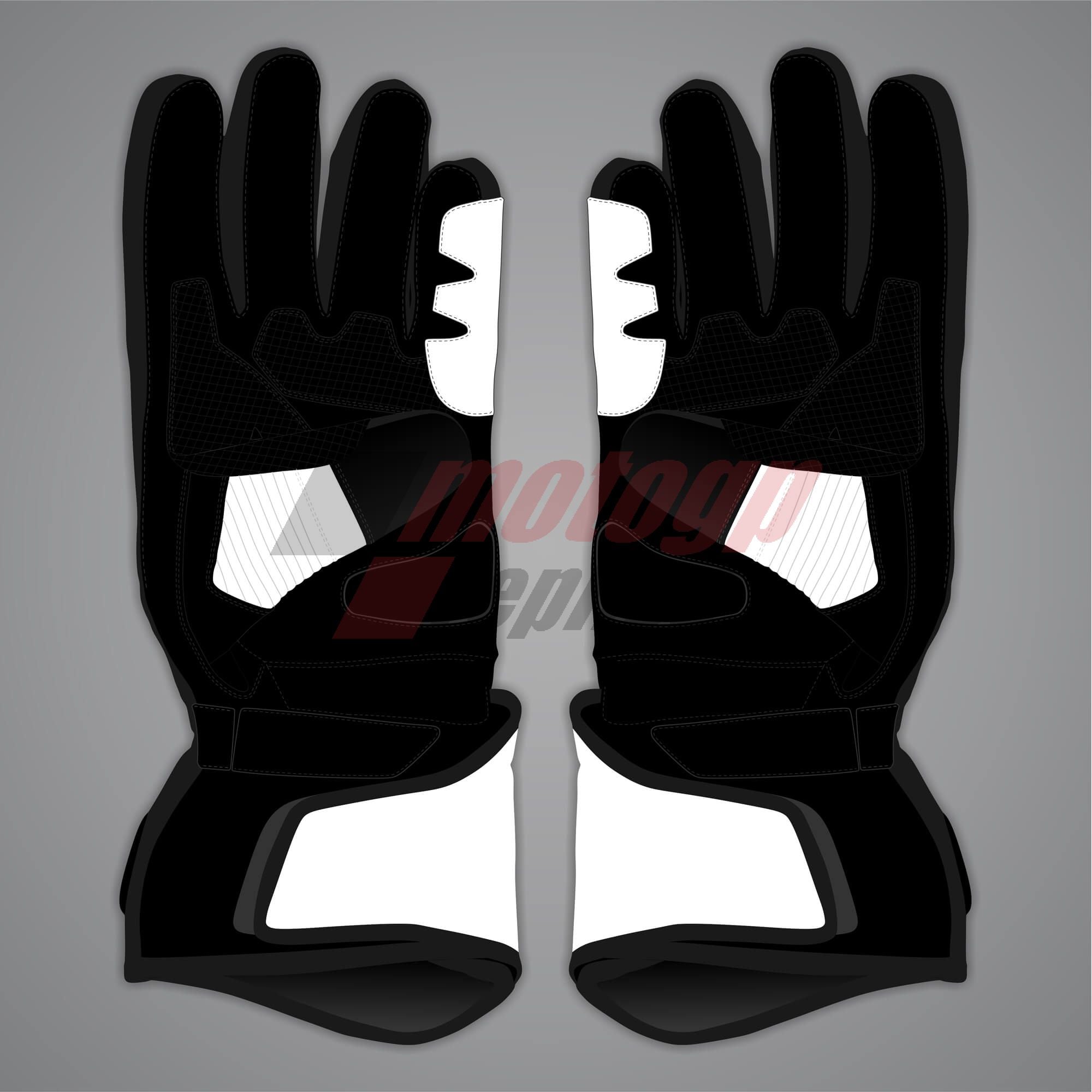 Black and white motorcycle gloves