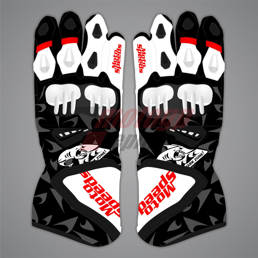 Black and White Moto Gloves