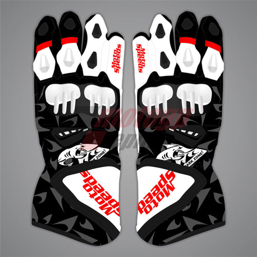 Black and White Moto Gloves