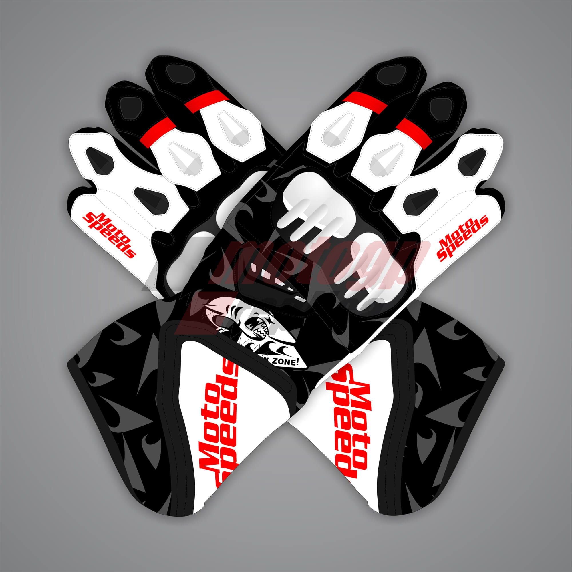 Pedro Acosta Black and White Moto Gloves MotoGP 2025