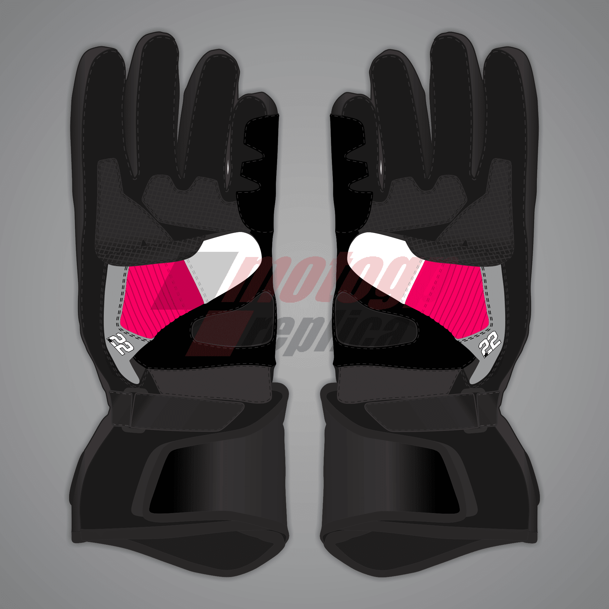 Pink and Black Motorcycle Gloves