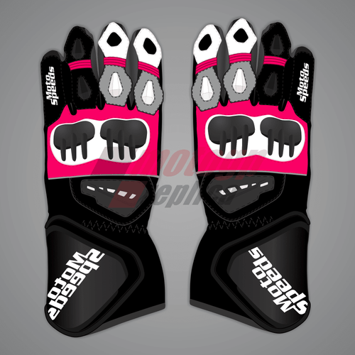 Alex Lowes Pink and Black Motorcycle Gloves SBK 2023