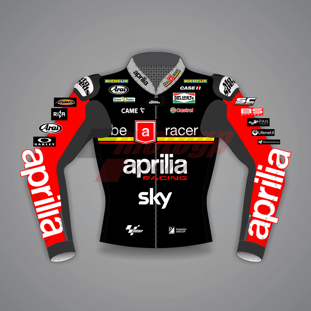 Maverick Vinales Red and Black Biker Jacket British GP 2024