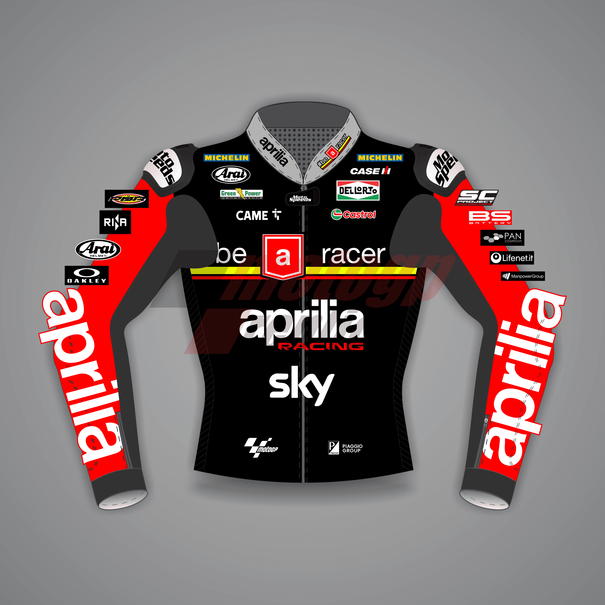 Maverick Vinales Red and Black Biker Jacket British GP 2024