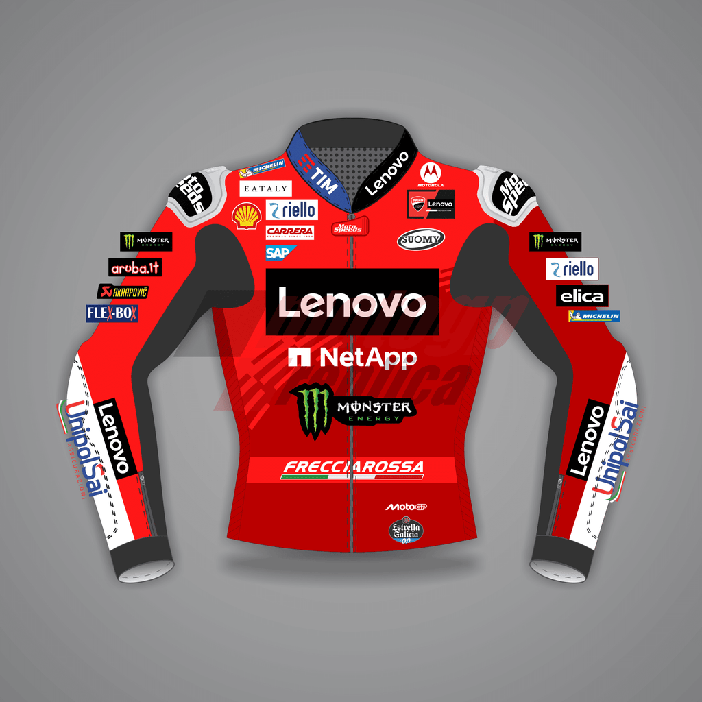 Red Leather Motorcycle Jacket Francesco Bagnaia MotoGP 2025