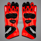 Marc Marquez Red Motorcycle Gloves Winter Test 2024