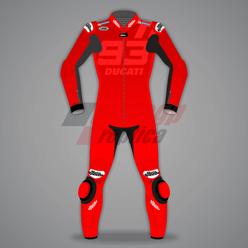 Marc Marquez Red Motorcycle Leathers Winter Test 2024