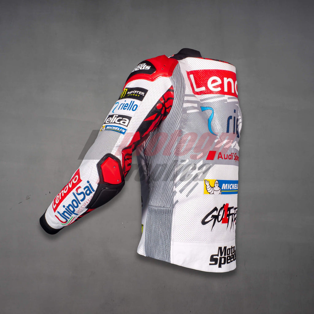 White Leather Moto Jacket Francesco Bagnaia WT 2024