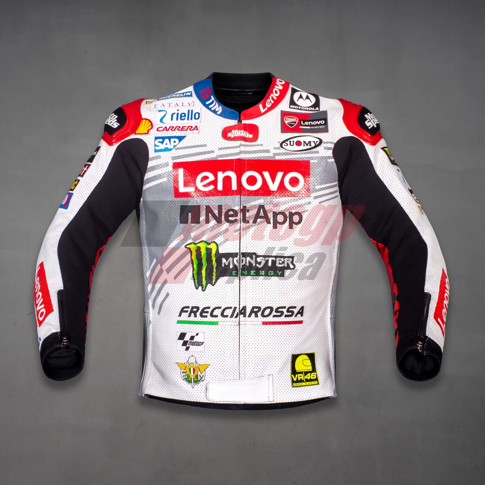 Francesco Bagnaia White Leather Moto Jacket WT 2024