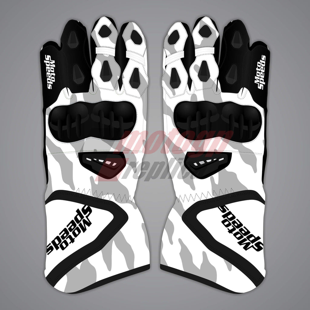 White Moto Gloves