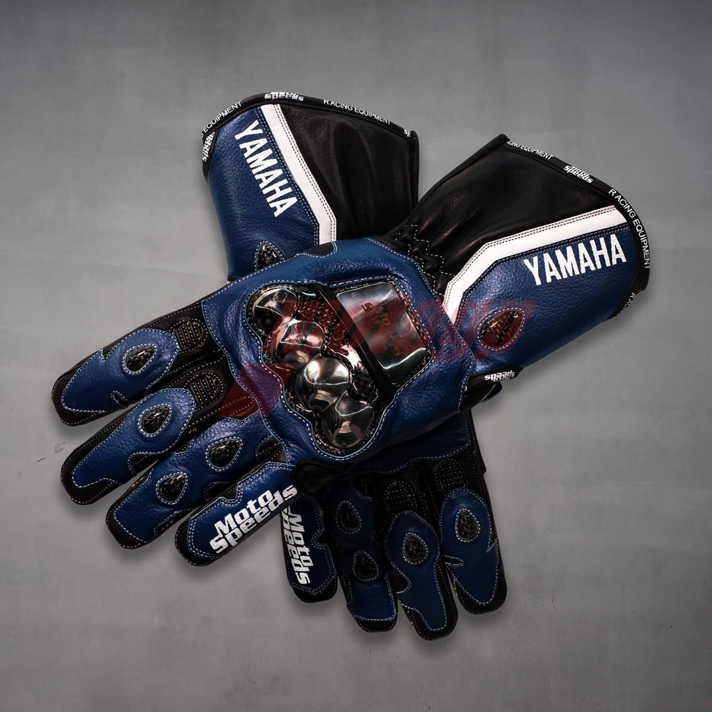 Yamaha Blue Leather Motorcycle Gloves