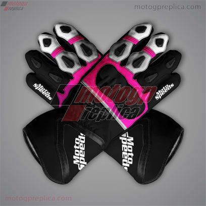 Alex Lowes Pink and Black Motorcycle Gloves SBK 2023