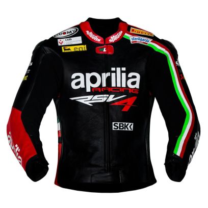 Max Biaggi Aprilia Replica Motorbike Leather Jacket