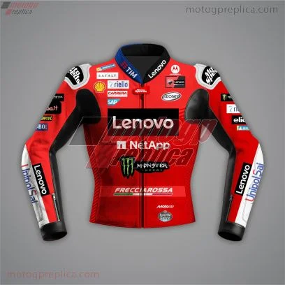 Red Leather Motorcycle Jacket Francesco Bagnaia MotoGP 2025